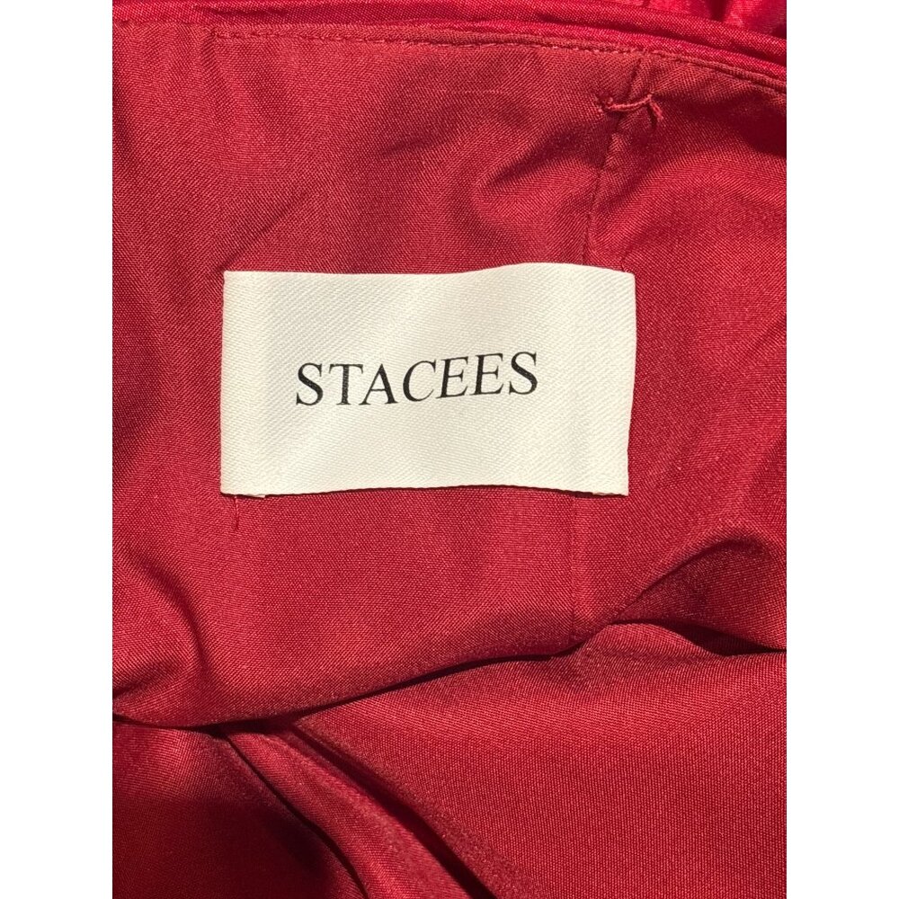 Red Strapless Tiered Ruffle Formal Evening Gown Dress Womens Size S Stacees Sati - Picture 14 of 14